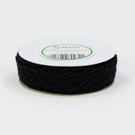 Wstążka koronkowa Akces Czarna, 5y x 20mm